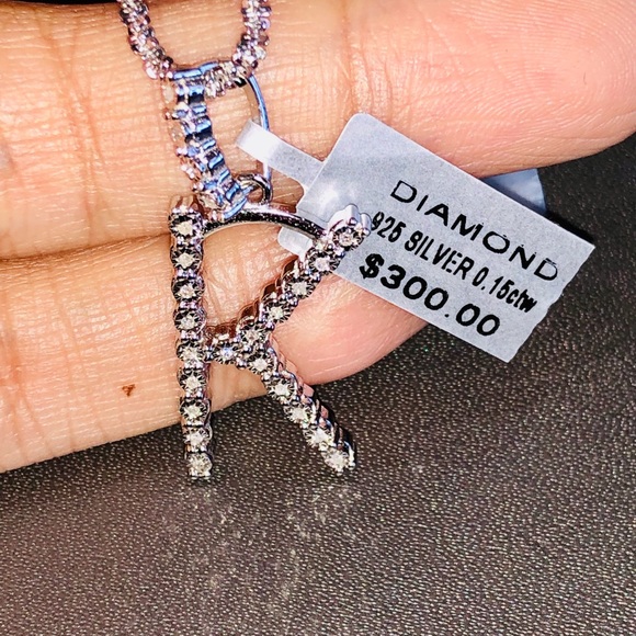 Stunning real diamond initial pendant w /beautiful Turkish chain not CZ not fake - Picture 8 of 9